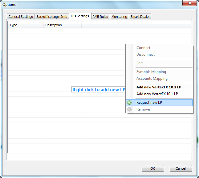 Liquidity Providers Settings Liquidity Providers Settings
