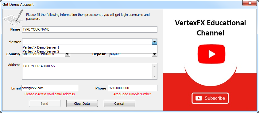 How To Open A Demo Account In Vertexfx Client Platform Help Desk